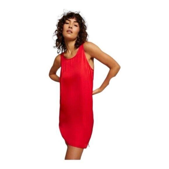 Nation LTD Campari Red Sateen Slip Dress Small - Picture 1 of 8
